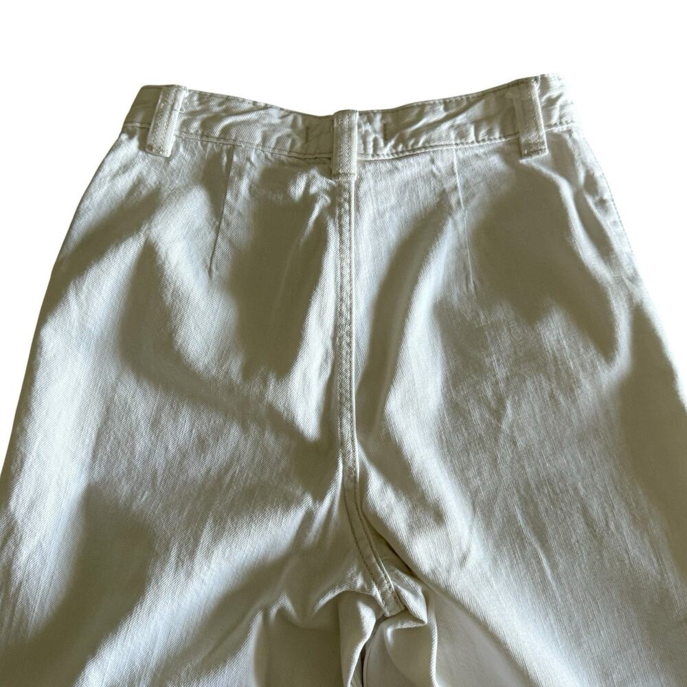 Free People Wide Leg High Waist Capris Pants Raw Hem Off White Cream Size 28 - Picture 6 of 10